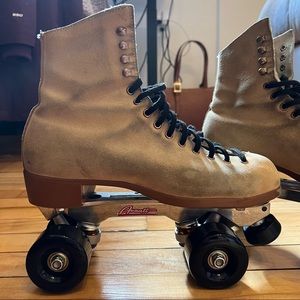 Tan Riedell 135 Roller Skates on Avanti Aluminum Plate Sz 9